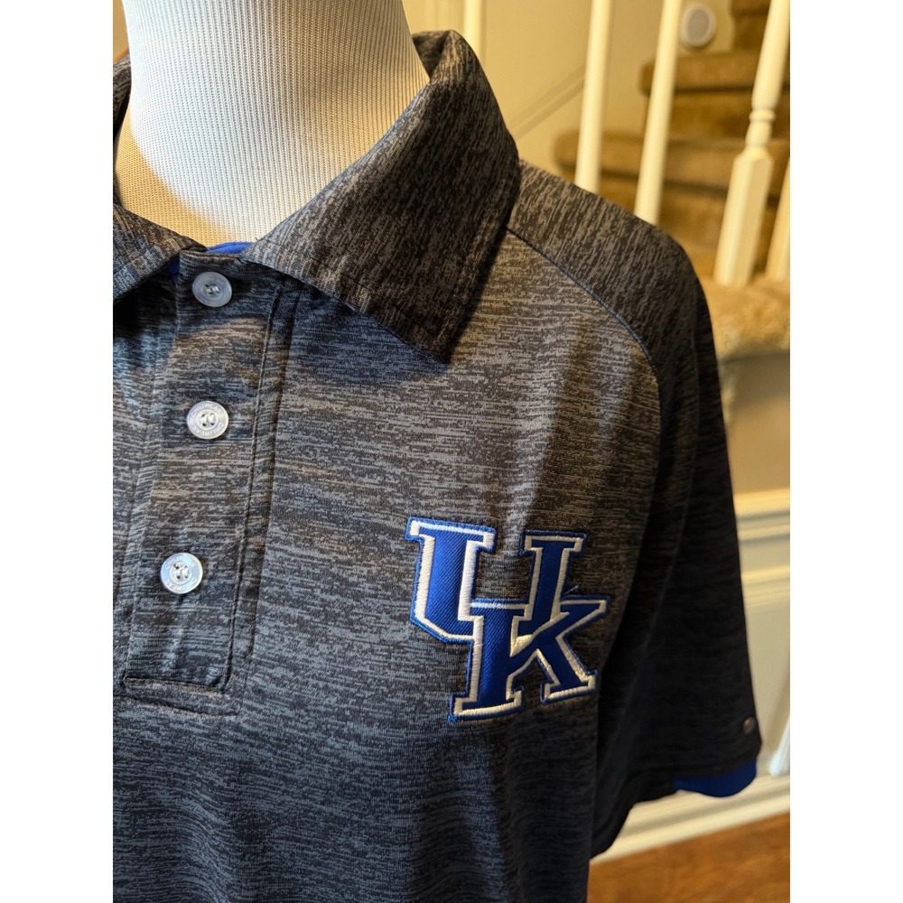 Chillwear Kentucky Wildcats Men Medium Polo Shirt Grey Heather Space Dye UK Logo - Picture 3 of 8